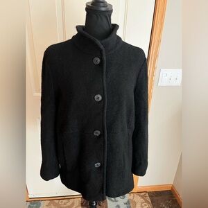 Women’s Lands’ End Blackmore wool blend button down pea coat. Size 16 petite
